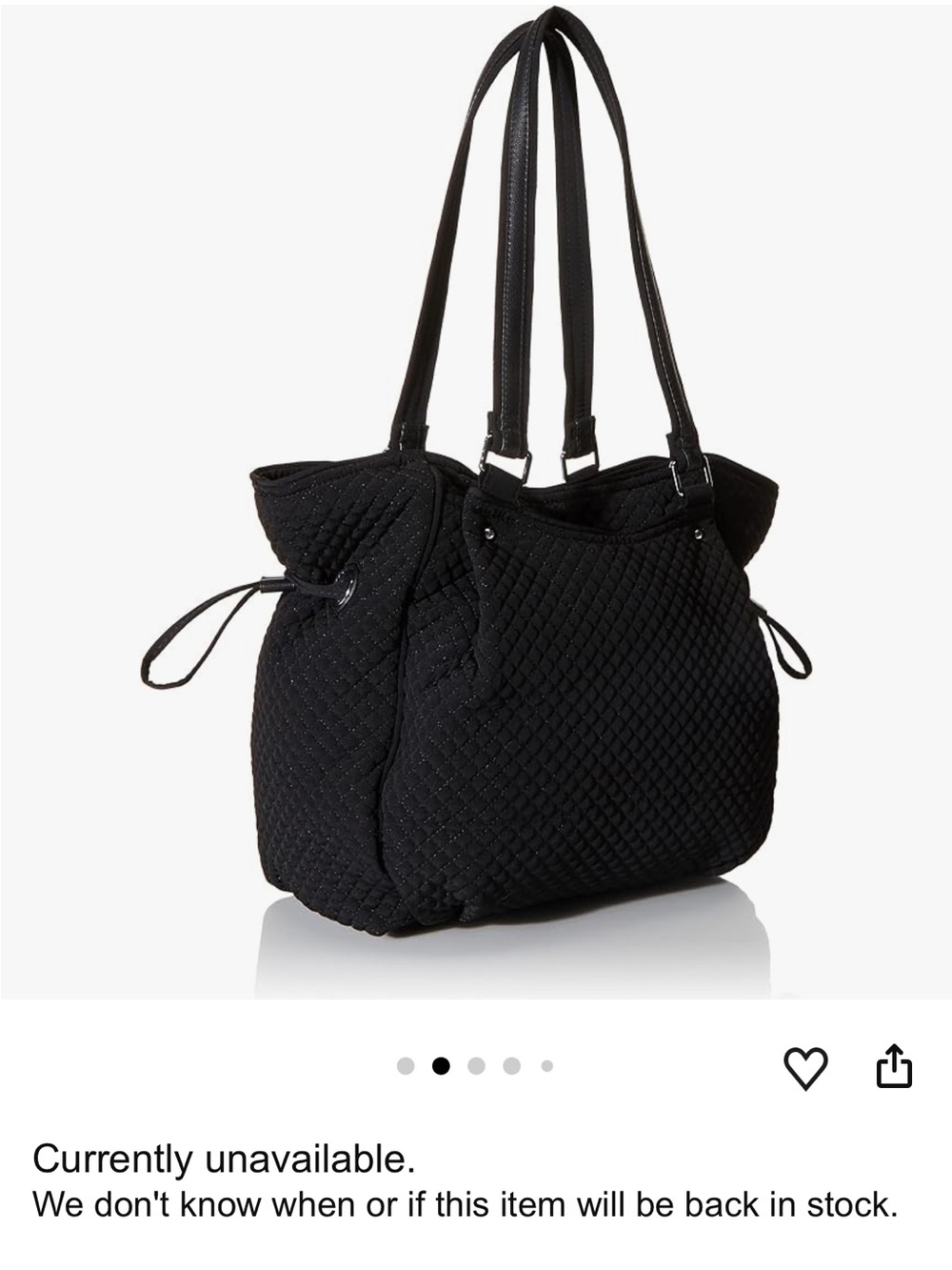 Vera Bradley Black Quilted Tote with Knot Handles - Picture 11 of 11